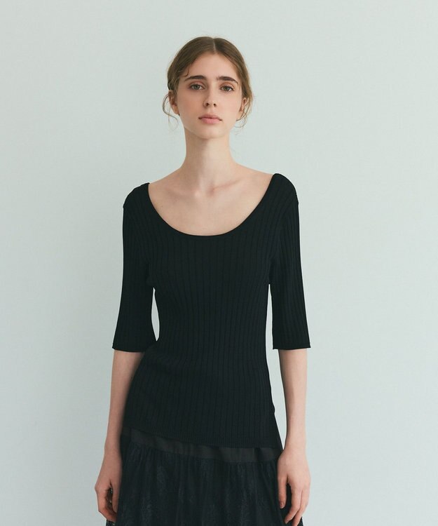 GRACE CONTINENTAL リブニットトップ ブラック