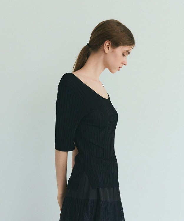 GRACE CONTINENTAL リブニットトップ ブラック
