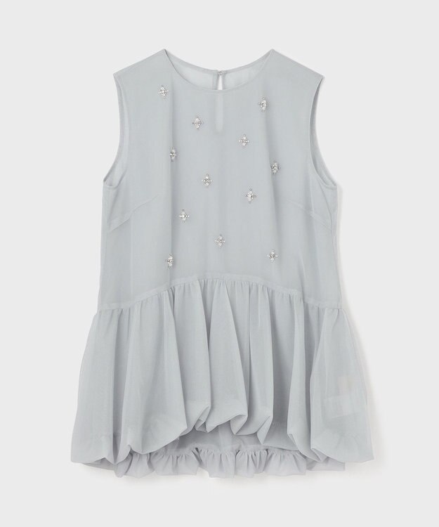 GRACE CONTINENTAL バルーンチュールトップ グレー