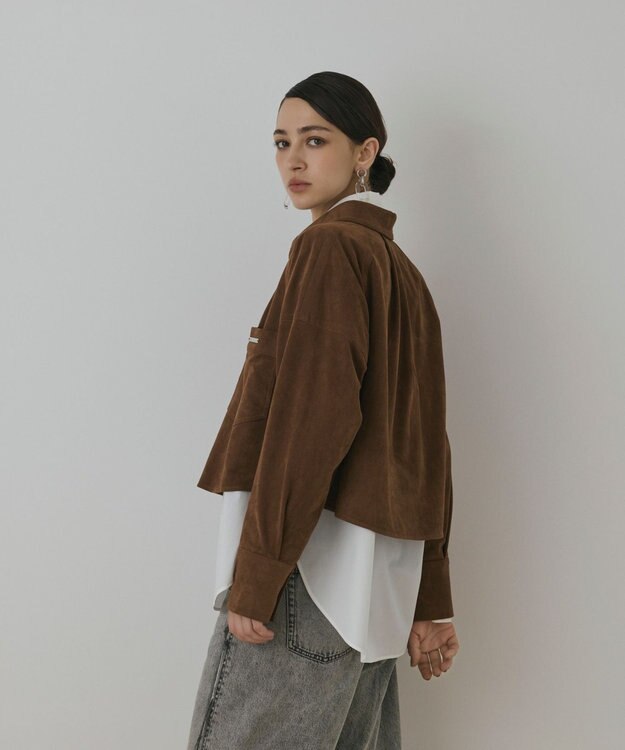 GRACE CONTINENTAL フェイクスウェードブラウス ブラウン