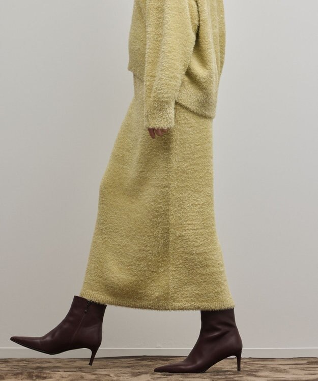 GRACE CONTINENTAL ラメフェザーニットスカート イエロー