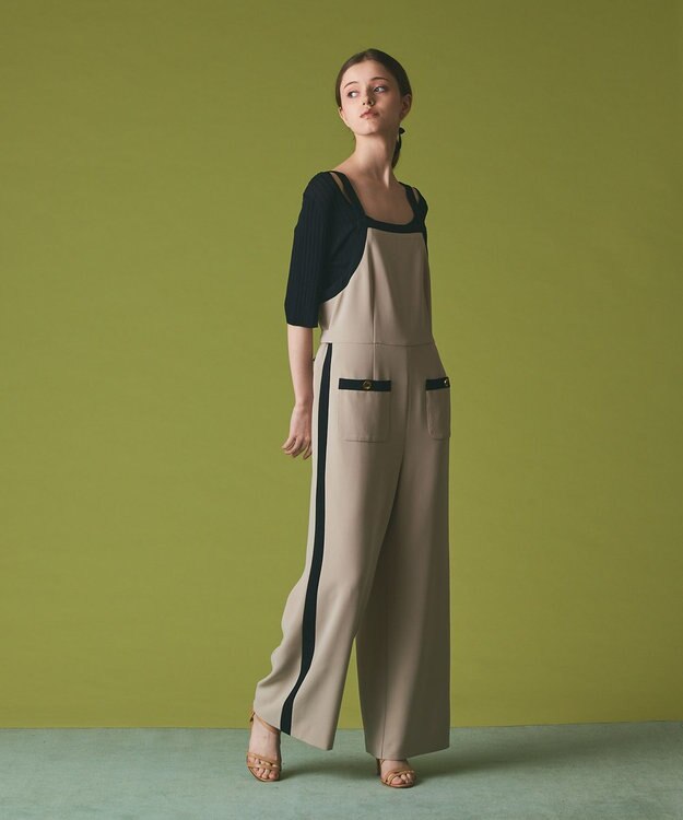 GRACE CONTINENTAL トリアセバイカラーサロペット ベージュ