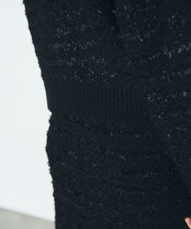 GRACE CONTINENTAL ラメツイードニットカーディガン ブラック