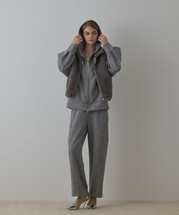 GRACE CONTINENTAL フェイクミンクベスト グレー