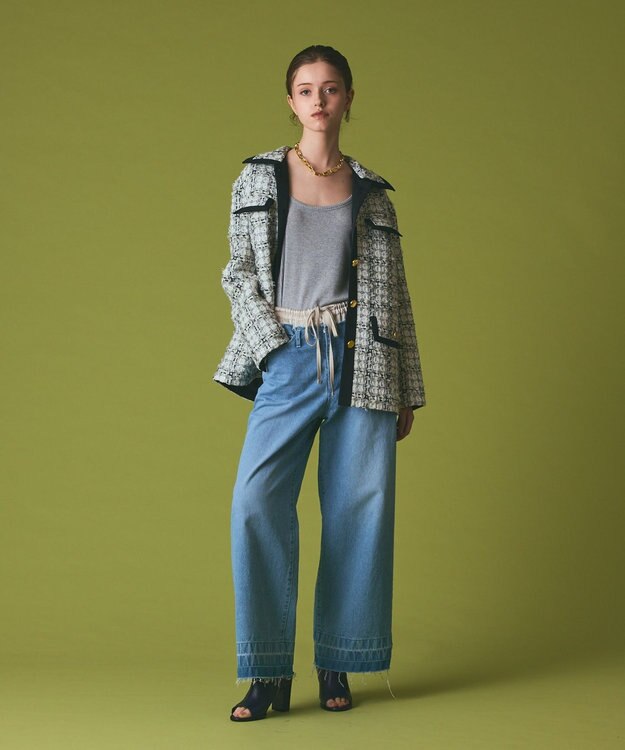 GRACE CONTINENTAL コンビデニムイージーパンツ サックス