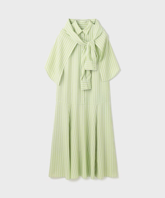 GRACE CONTINENTAL ストライプシャツワンピース グリーン