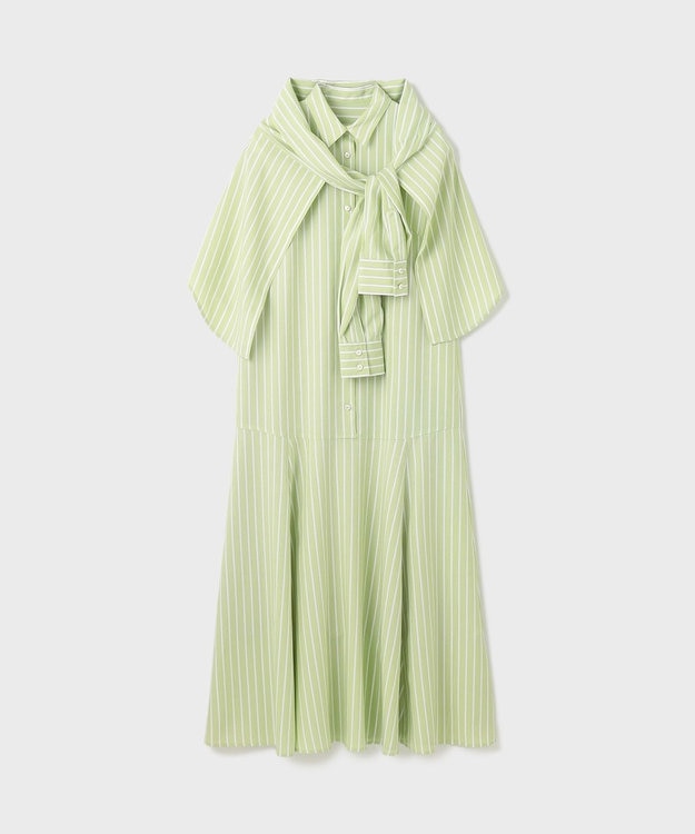GRACE CONTINENTAL ストライプシャツワンピース グリーン