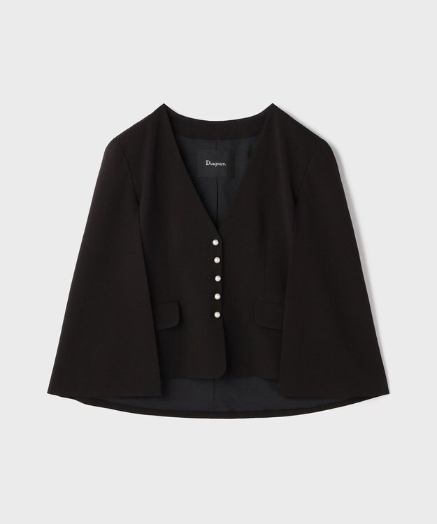 GRACE CONTINENTAL トリアセケープスリーブジャケット ブラック
