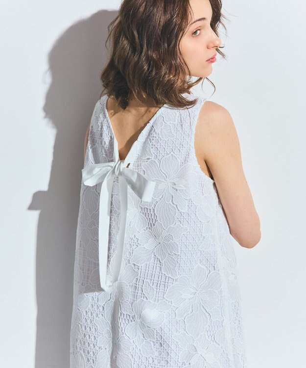 GRACE CONTINENTAL メッシュフラワーレースワンピース ホワイト