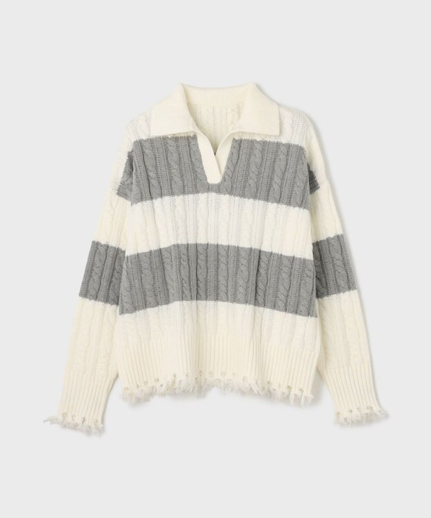 GRACE CONTINENTAL アランポロニットトップ ホワイト