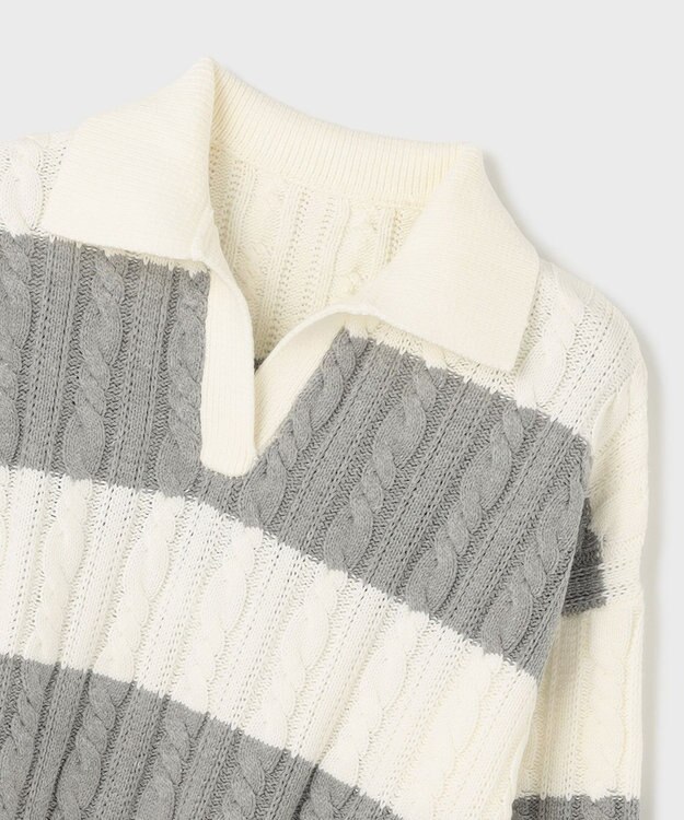 GRACE CONTINENTAL アランポロニットトップ ホワイト