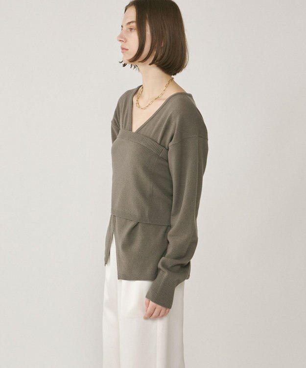 GRACE CONTINENTAL ウールベアニットトップ グレー