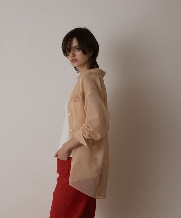 GRACE CONTINENTAL メッシュオーバーシャツ ピンク