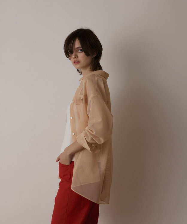 GRACE CONTINENTAL メッシュオーバーシャツ ピンク