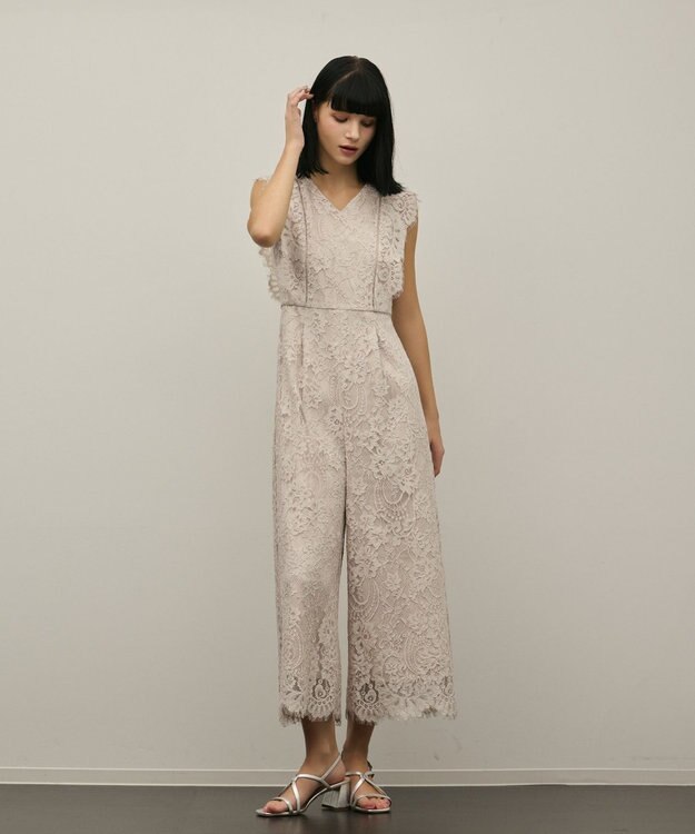 GRACE CONTINENTAL コードレースサロペット ベージュ