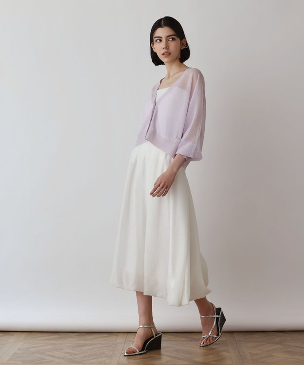 GRACE CONTINENTAL シアージョーゼットカーディガン ラベンダー