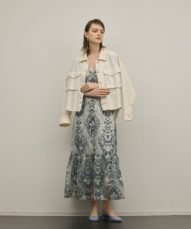 GRACE CONTINENTAL オーナメントembワンピース ブルー