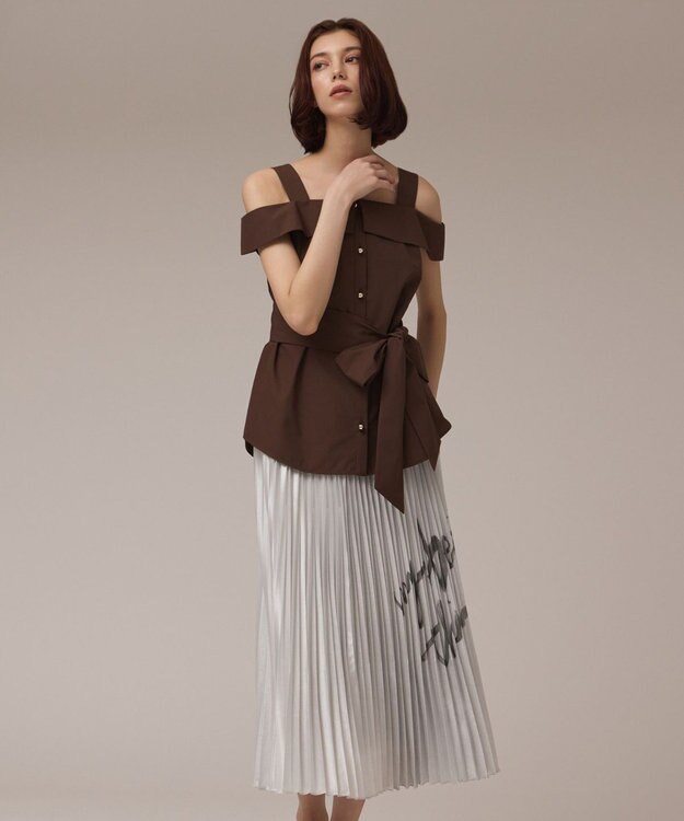 GRACE CONTINENTAL コラボロングプリーツスカート シルバー