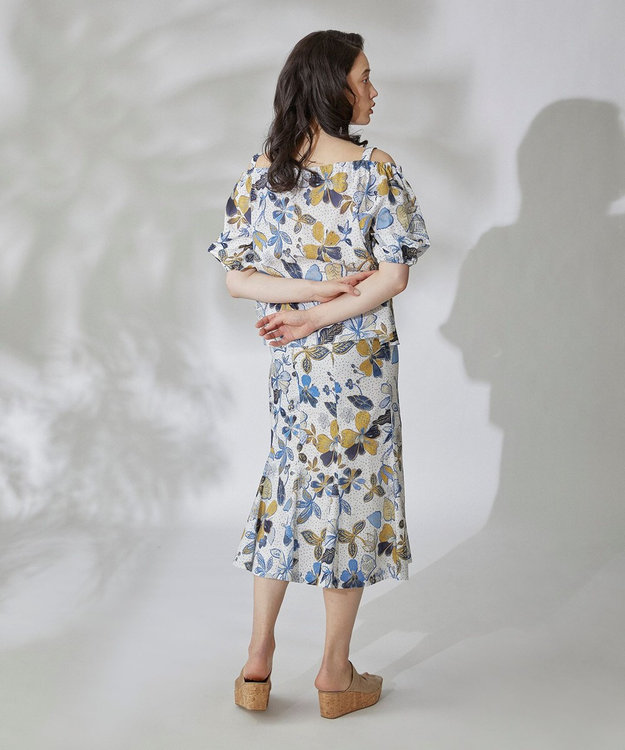 GRACE CONTINENTAL エスニックプリントオフショルワンピース GRACE CONTINENTAL エスニックプリントオフショルワンピース