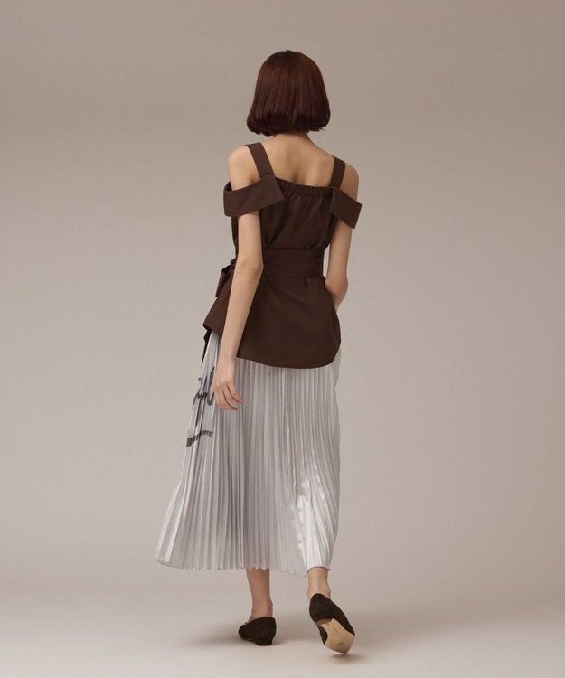 GRACE CONTINENTAL コラボロングプリーツスカート シルバー