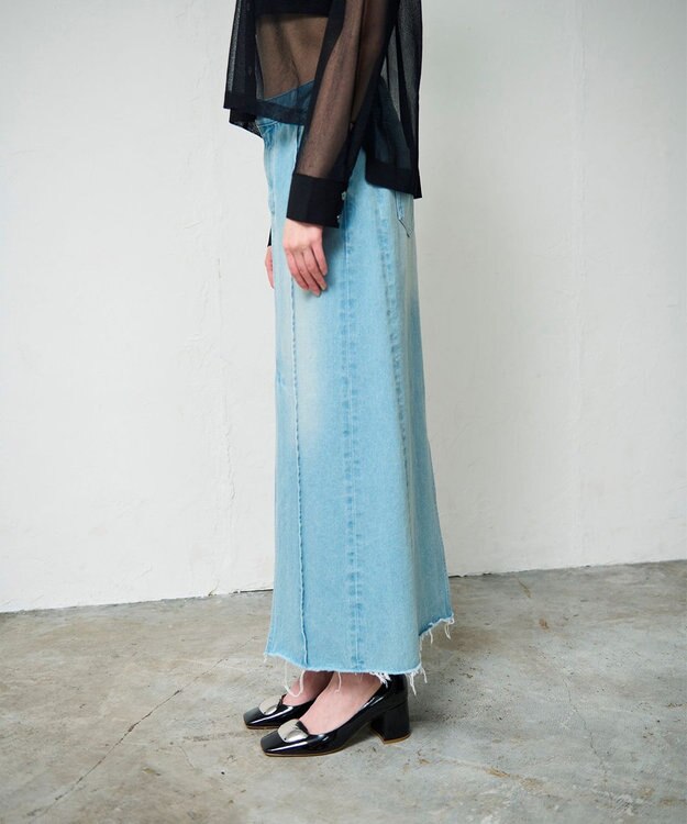 GRACE CONTINENTAL デニムタイトロングスカート サックス