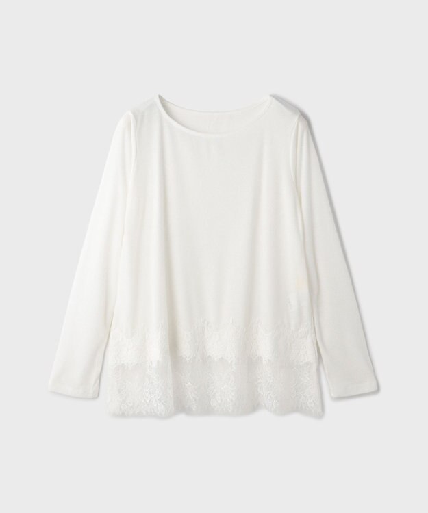 GRACE CONTINENTAL レースヘムテレコカットトップ ホワイト