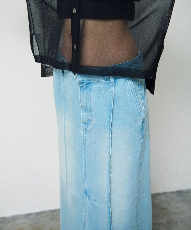 GRACE CONTINENTAL デニムタイトロングスカート サックス