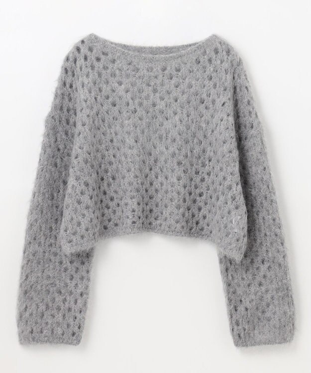 GRACE CONTINENTAL アルパカメッシュニットトップ グレー