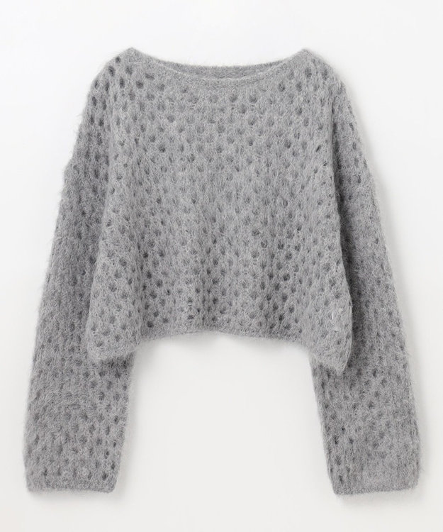 GRACE CONTINENTAL アルパカメッシュニットトップ グレー