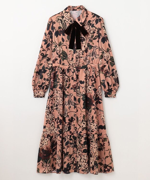 GRACE CONTINENTAL ローズオーナメントプリントワンピース ピンク