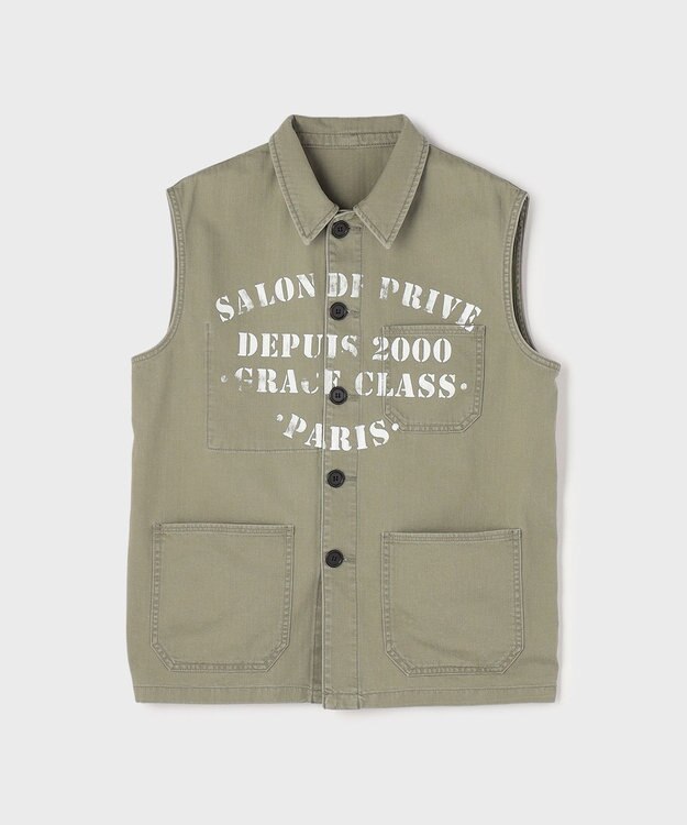 GRACE CONTINENTAL ヘリンボーンツイルジレ カーキ