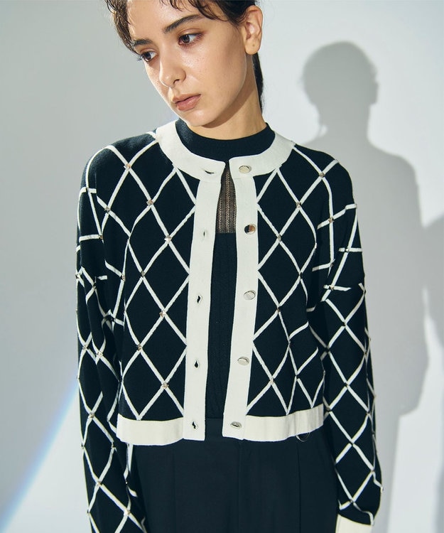 グレースコンチネンタル　メタルチェック　ニットカーディガン　ワンサイズ36 メタルチェックニットカーディガン / GRACE CONTINENTAL | GRACE