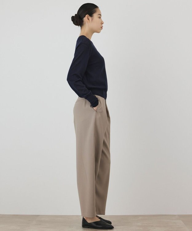 GRACE CONTINENTAL バイカラーウールニットトップ ネイビー