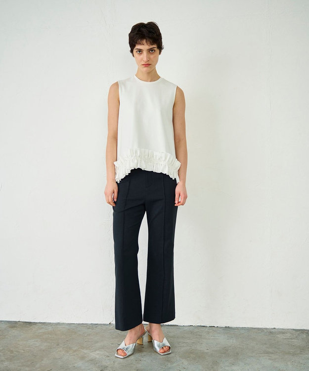 GRACE CONTINENTAL ヘムフリルカットトップ ホワイト