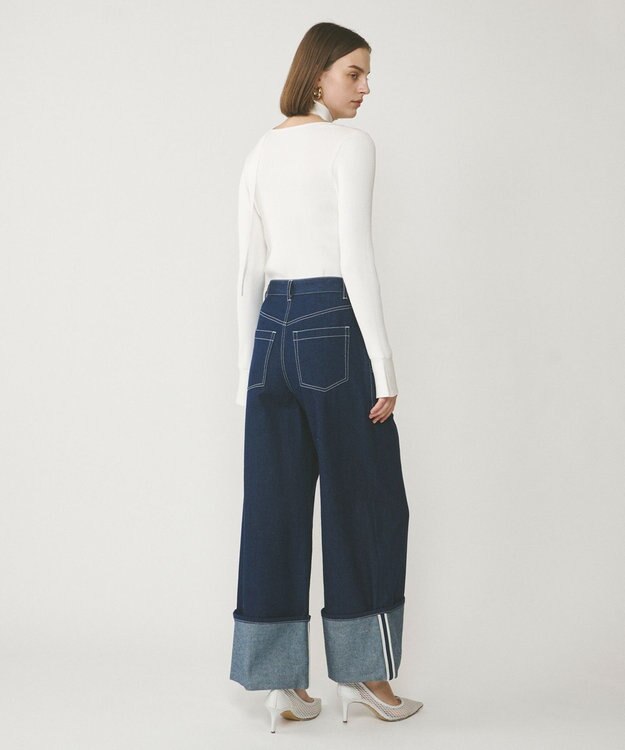 GRACE CONTINENTAL ロールアップワイドパンツ インディゴ