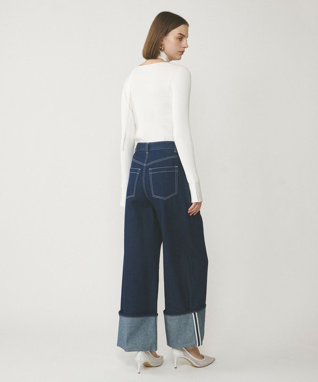 GRACE CONTINENTAL ロールアップワイドパンツ インディゴ