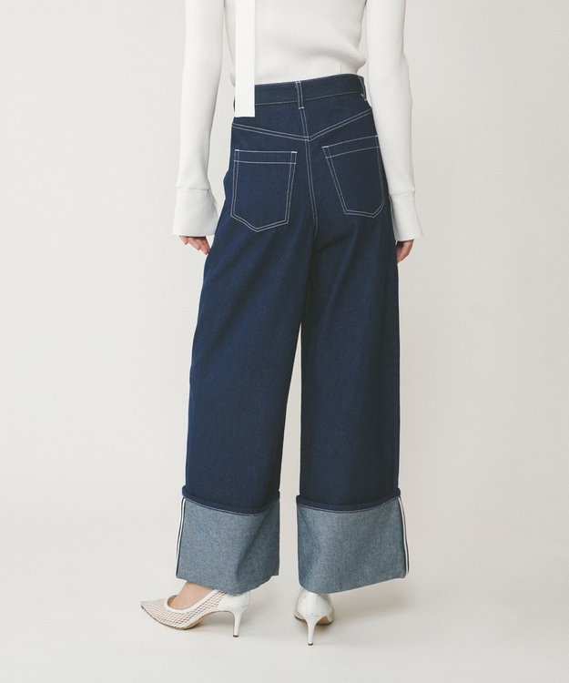 GRACE CONTINENTAL ロールアップワイドパンツ インディゴ