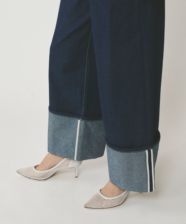 GRACE CONTINENTAL ロールアップワイドパンツ インディゴ