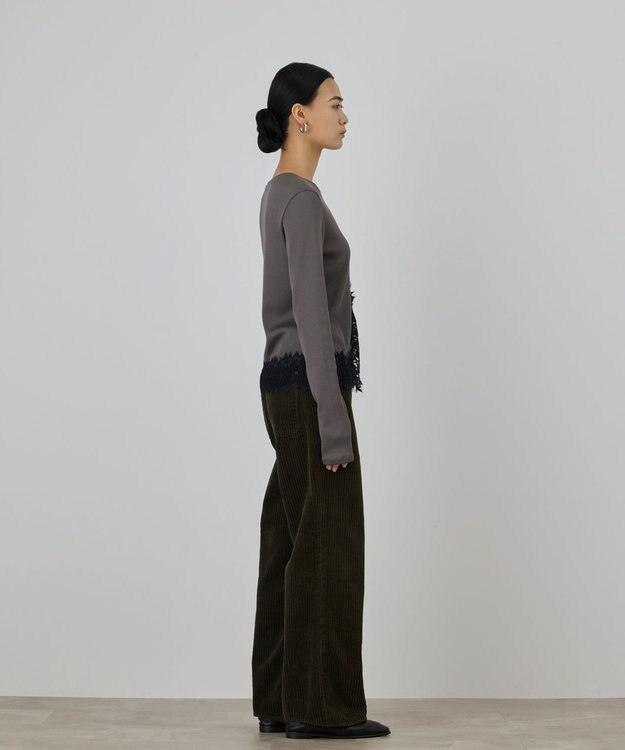 GRACE CONTINENTAL レースヘムカットトップ グレー