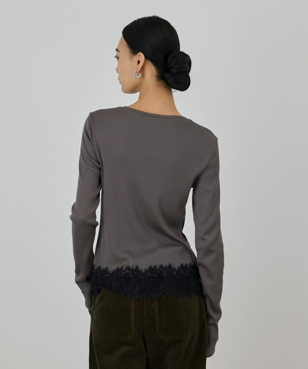 GRACE CONTINENTAL レースヘムカットトップ グレー