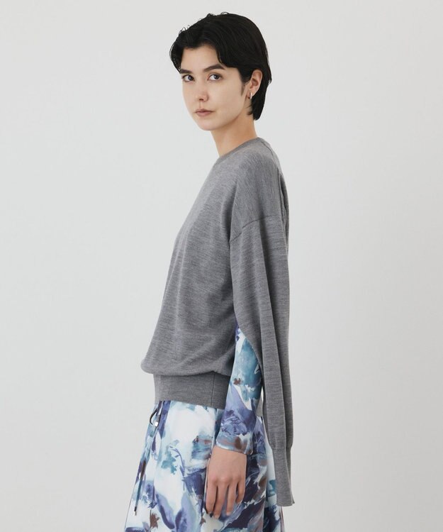 GRACE CONTINENTAL ウールスリットニットトップ グレー