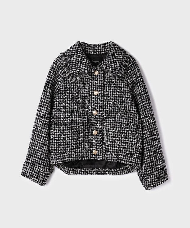 GRACE CONTINENTAL パディングツイードジャケット ブラック