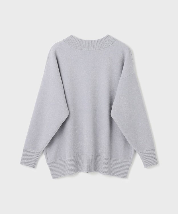 GRACE CONTINENTAL ラメVネックニットトップ グレー