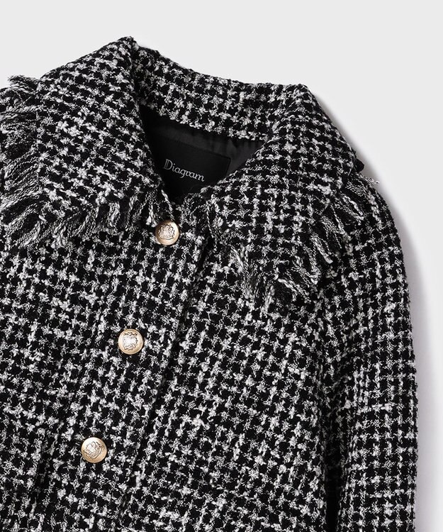 フリンジチェーンジャケット グレースコンチネンタル ツイードジャケット 黒 セール】 フリンジチェーンジャケット （ノーカラージャケット