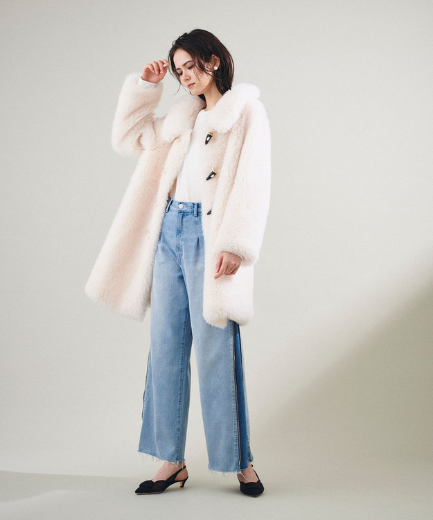 GRACE CONTINENTAL サイドジップデニムパンツ ブルー