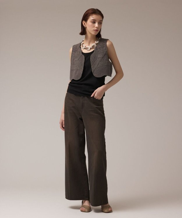 GRACE CONTINENTAL エンブロイダリージレ チャコール