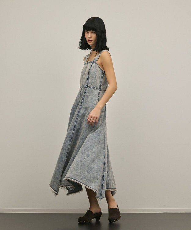 GRACE CONTINENTAL ハンカチーフヘムデニムワンピース ブルー