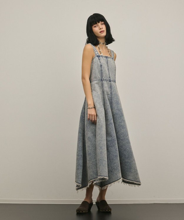 GRACE CONTINENTAL ハンカチーフヘムデニムワンピース ブルー