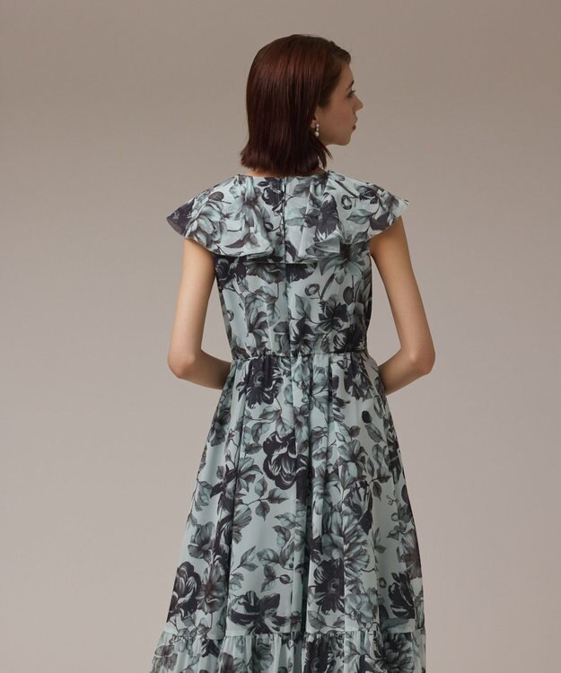 GRACE CONTINENTAL フラワープリントフリルワンピース グリーン