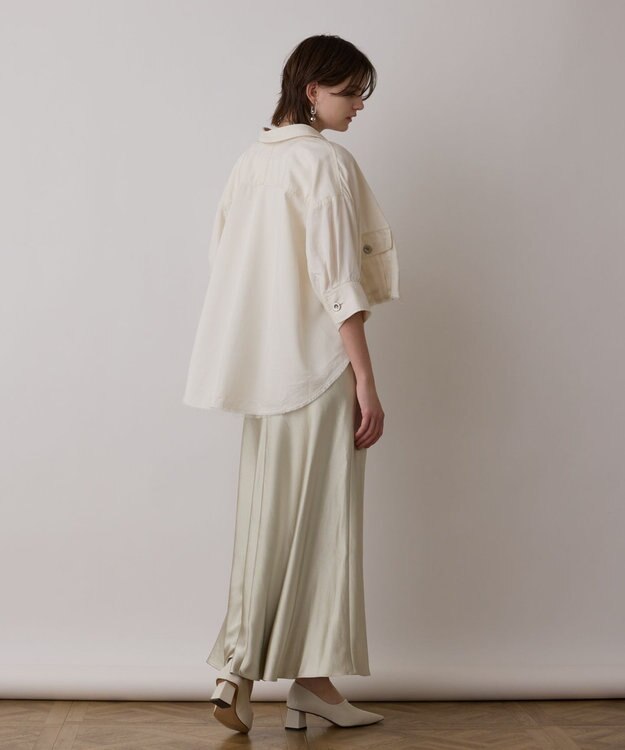 GRACE CONTINENTAL サテンストレッチイージースカート ライトグリーン